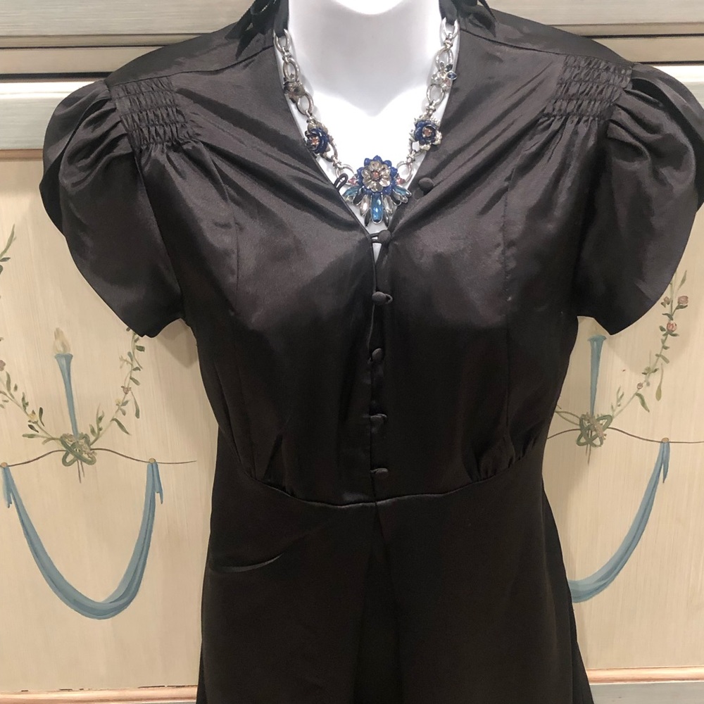 Chadwicks vintage black stretch satin tie-back dress 10